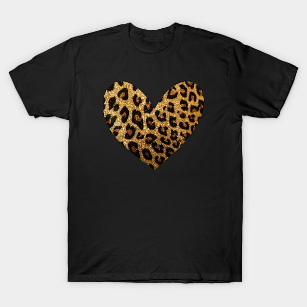 Natural Leopard Pattern Heart / Cheetah Print Cat Lover Gift T-Shirt by PerttyShirty